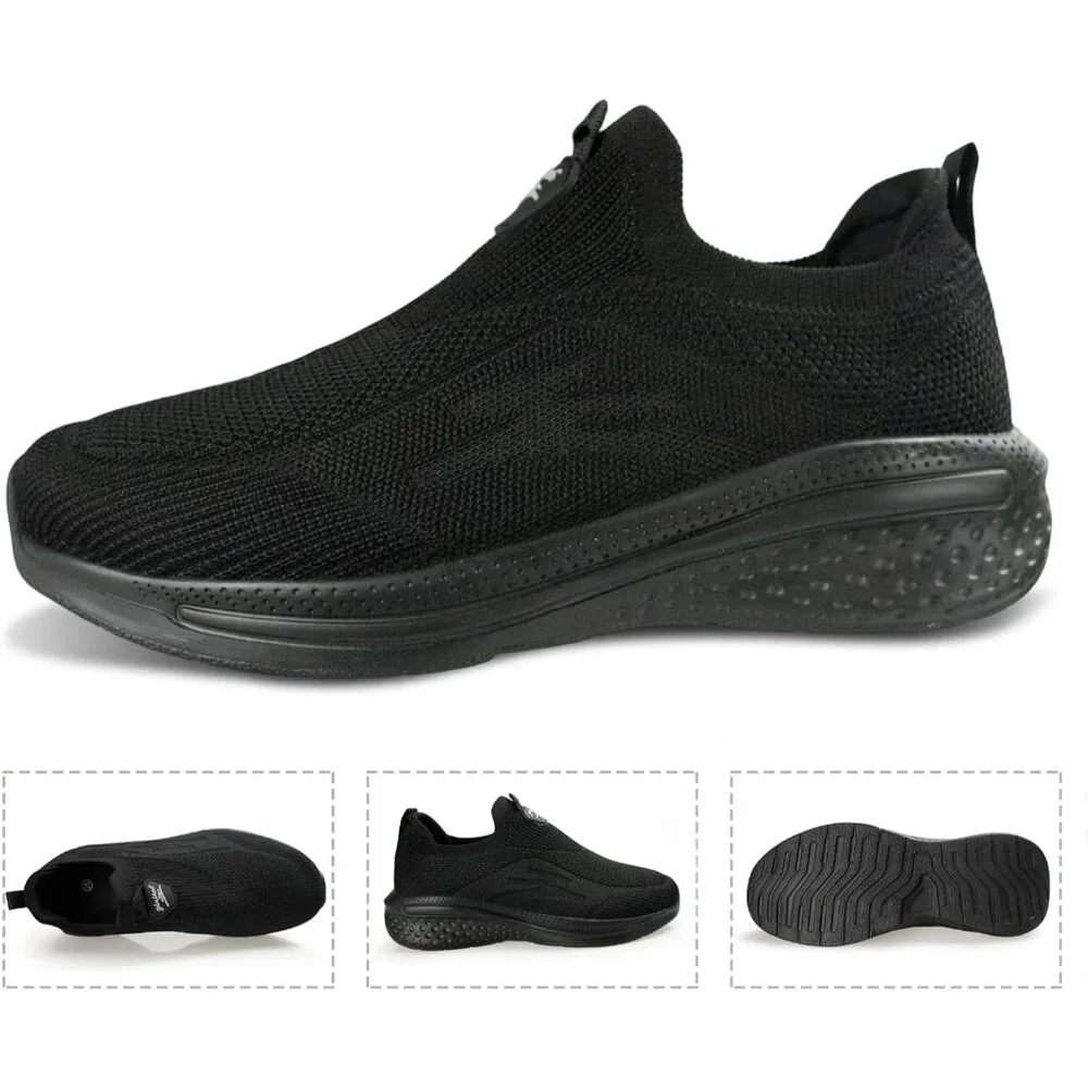 Women's Black Lightweight Comfort Workout Casual Non Slip Fashion Sneakers - Picture 6 of 6